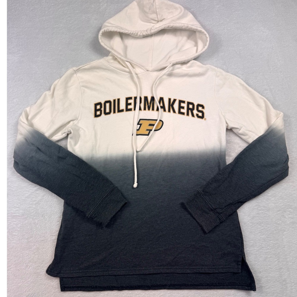 Sideline Apparel Purdue Boilermakers Ombre Hoodie Womens Small White Grey NCAA